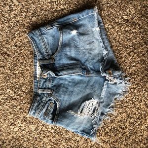 Distressed high waisted shorts